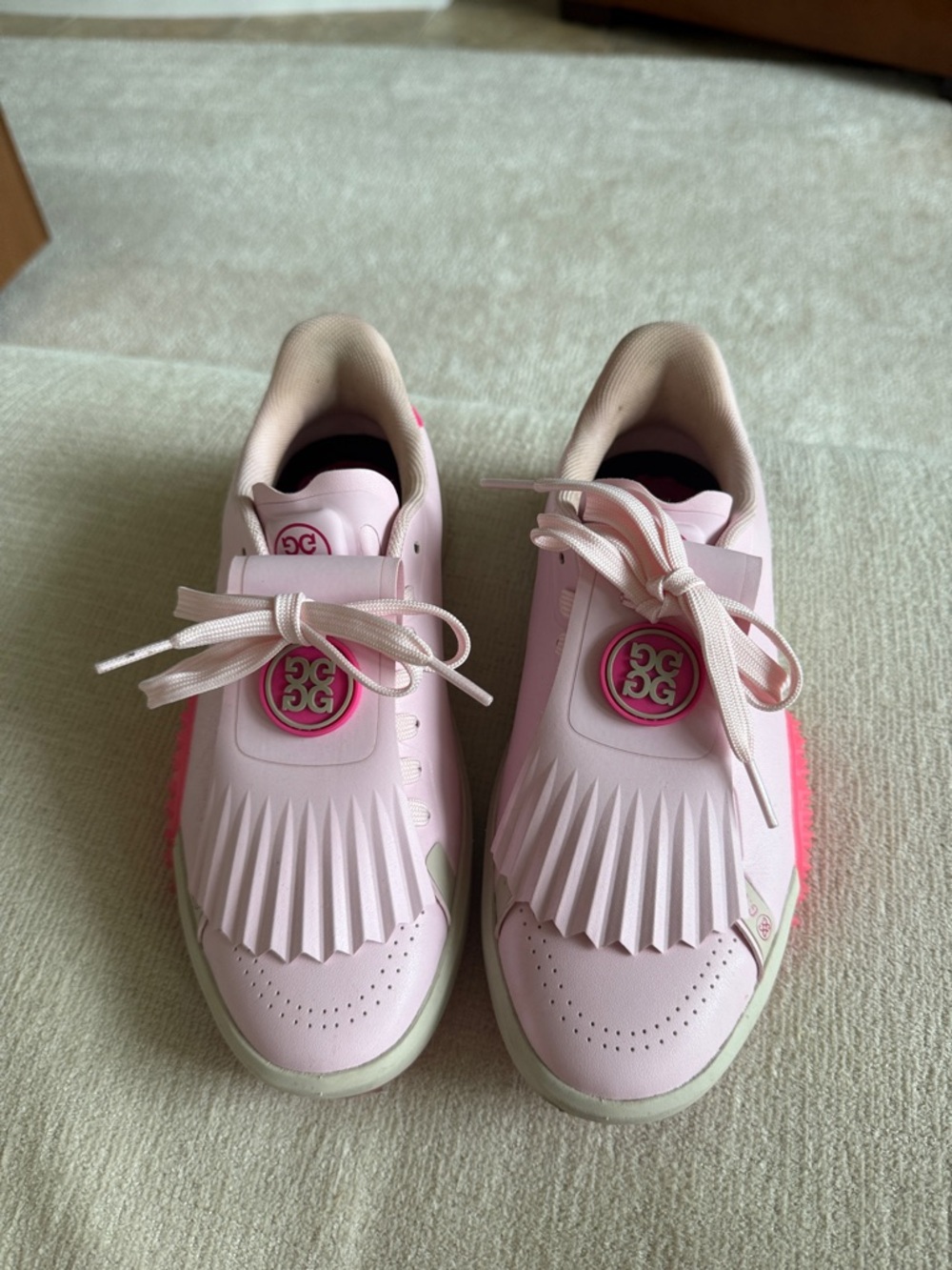 G/Fore Light Pink Fringe Sneakers with Hot Pink G/Fore Logo